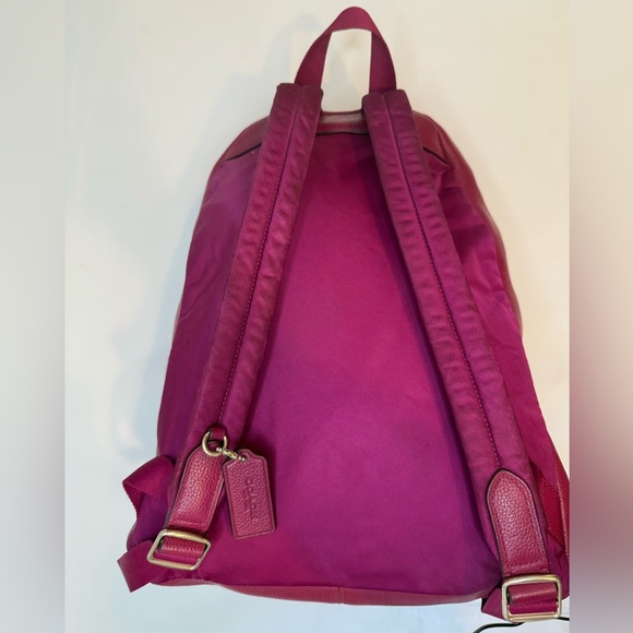 Like New: Coach Pebbled Leather Backpack in Berry - Picture 6 of 6